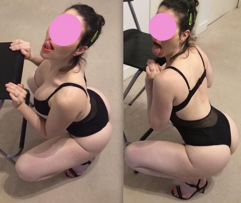 mujer tetona hincada